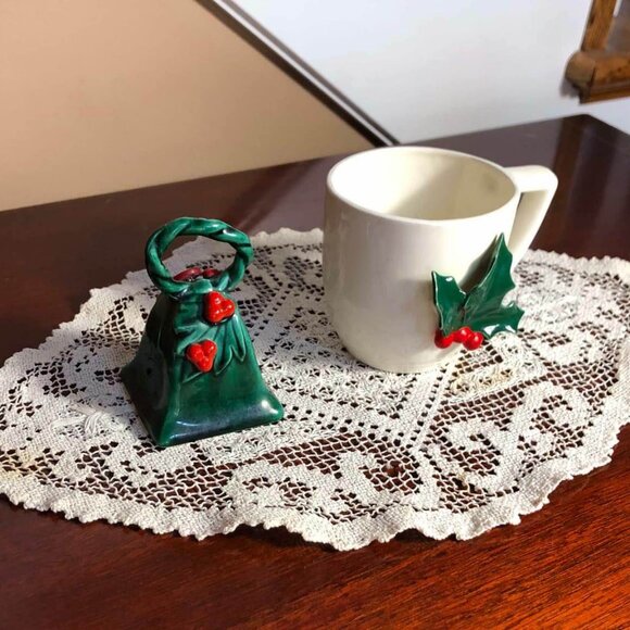 Lefton Holly Berry bell and white cup - Picture 2 of 8